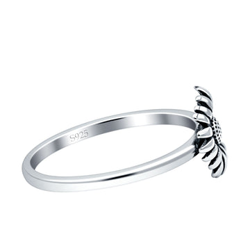 Loves Sunflower Oxidized Trendy Band Solid 925 Sterling Silver Thumb Ring (9.5mm) Wholesale